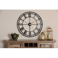 Baxton Studio Metal WC-31.5 inch Janette Classic Contemporary Black and Gold Finished Metal Wall Clock